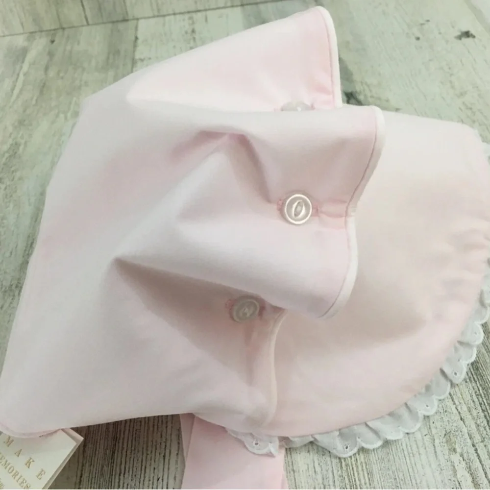 The Beaufort Bonnet Company Bellefaire Bonnet in Palm Beach Pink Eyelet XL 3-4T